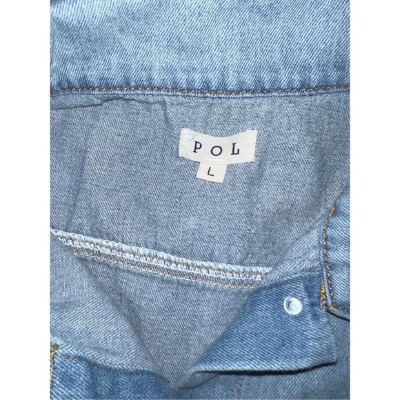 POL Denim Jean Jacket  W/ Cable Knit Sleeves Size Large - Picture 6 of 6